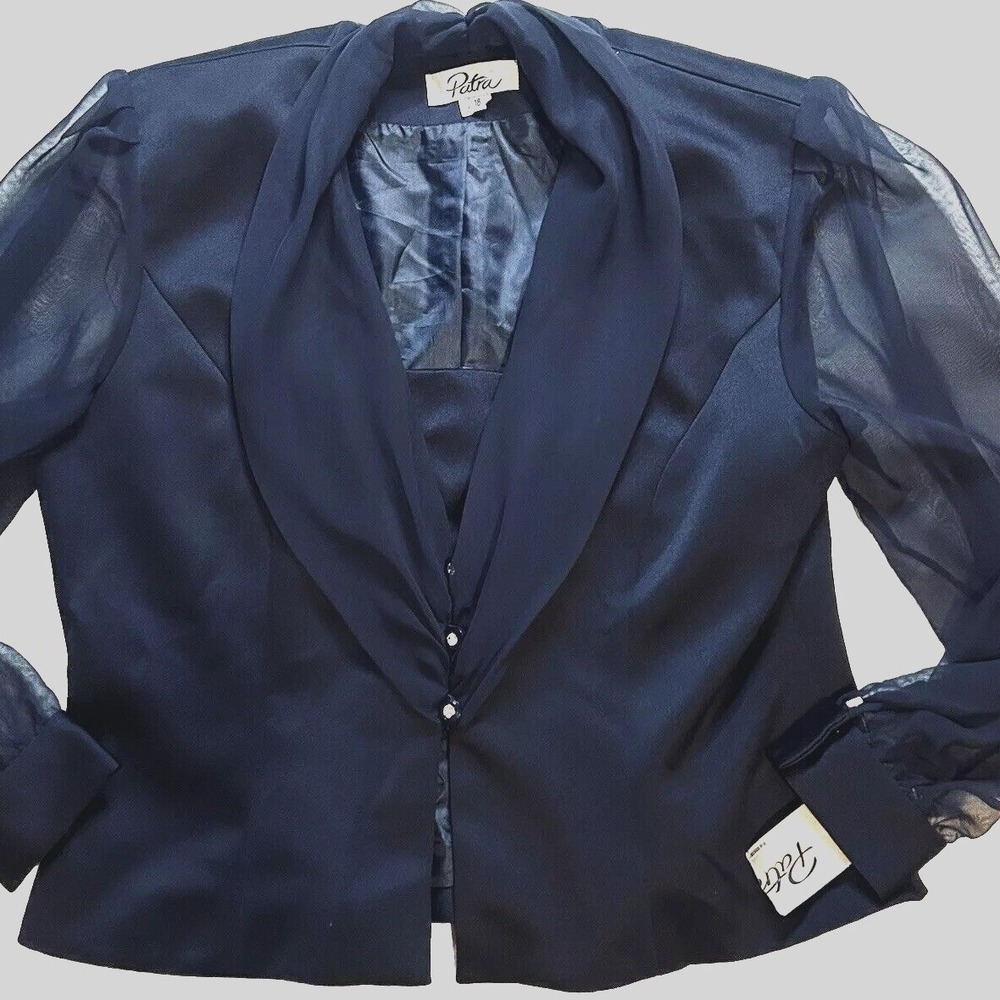 Patra - Jacket Top NEW Blue Size 18 Sheer Sleeves Wedding Career Cruise Special